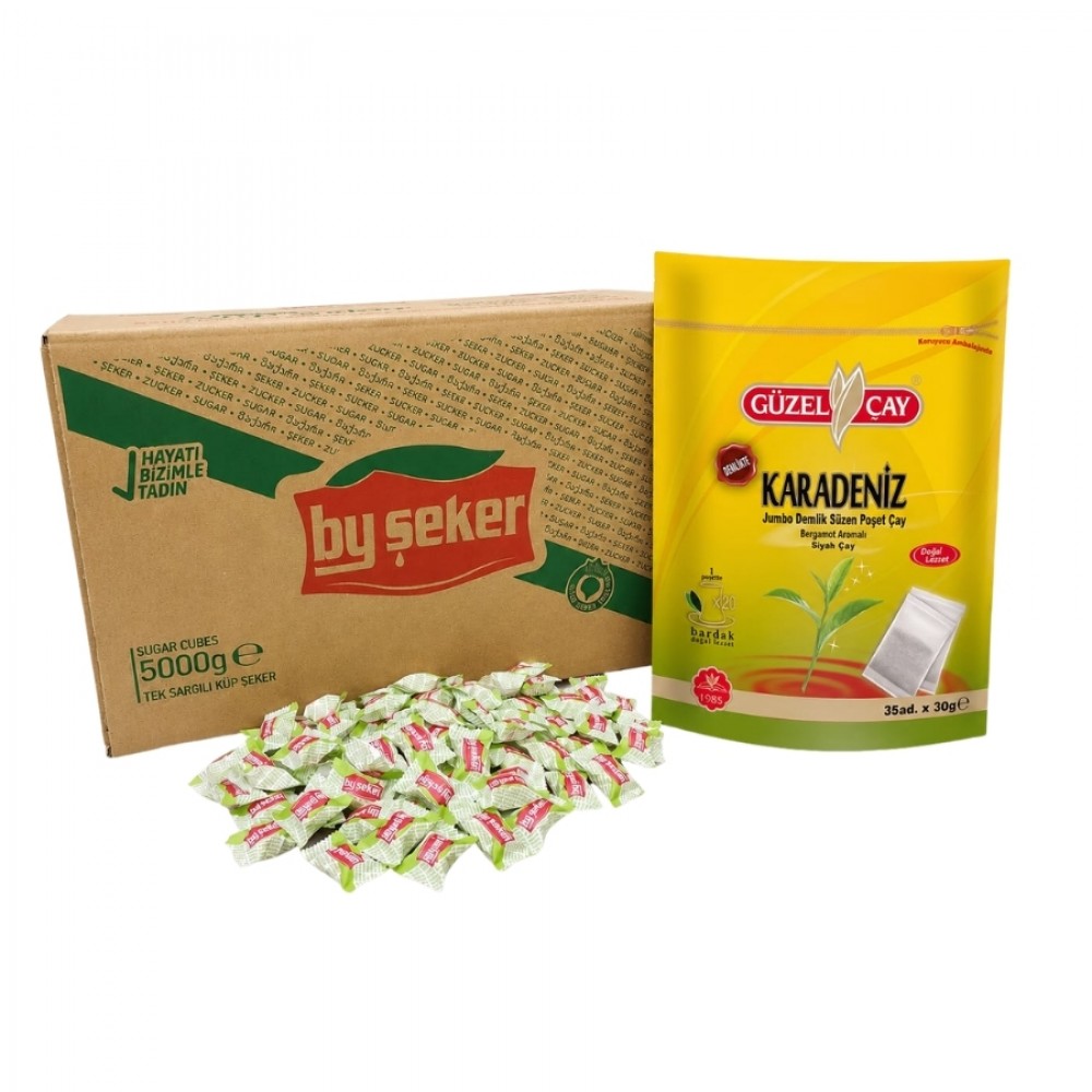 Tek Sargılı Küp Şeker 5 kg x  GüzelÇay Karadeniz Demlik Poşet Çay 