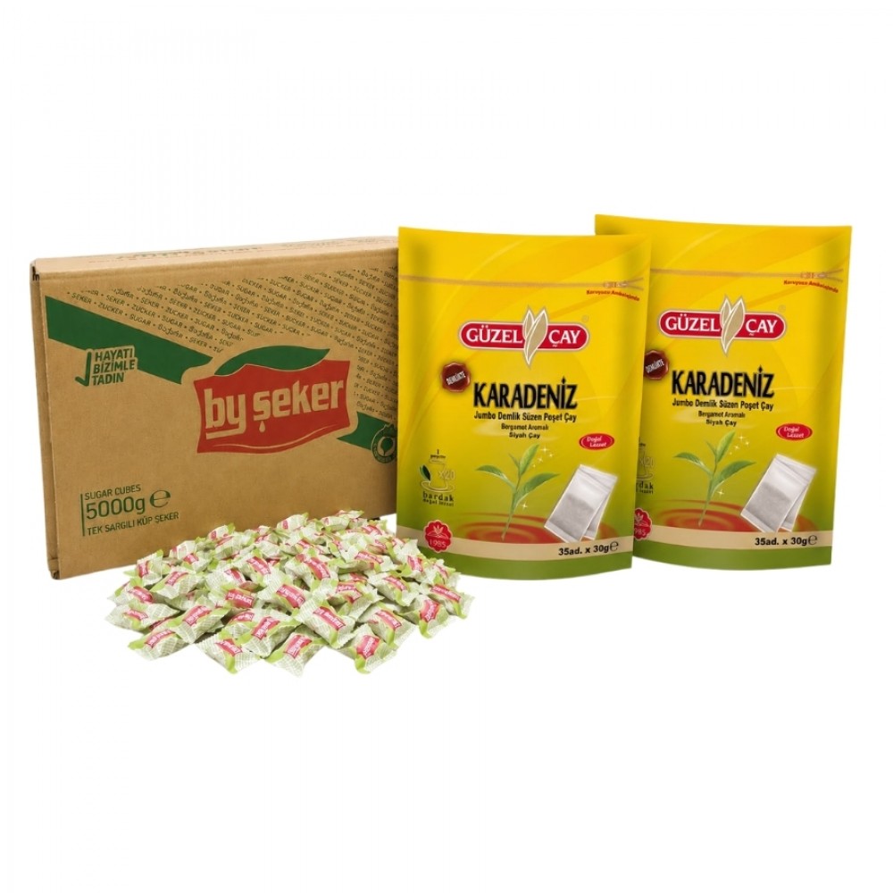 Tek Sargılı Küp Şeker 5kg X 2Adet GüzelÇay Karadeniz Demlik Poşet Çay