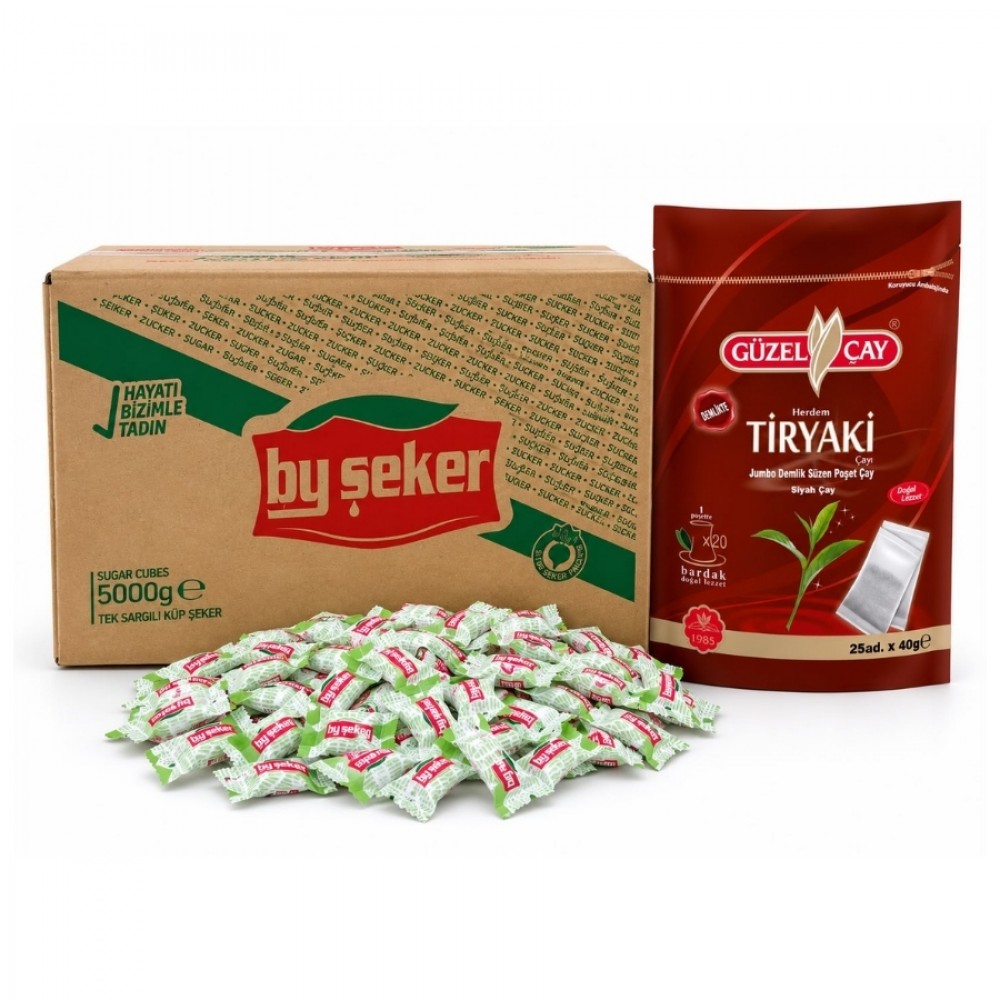 Tek Sargılı Küp Şeker 5kg X GüzelÇay Tiryaki Demlik Poşet Çay