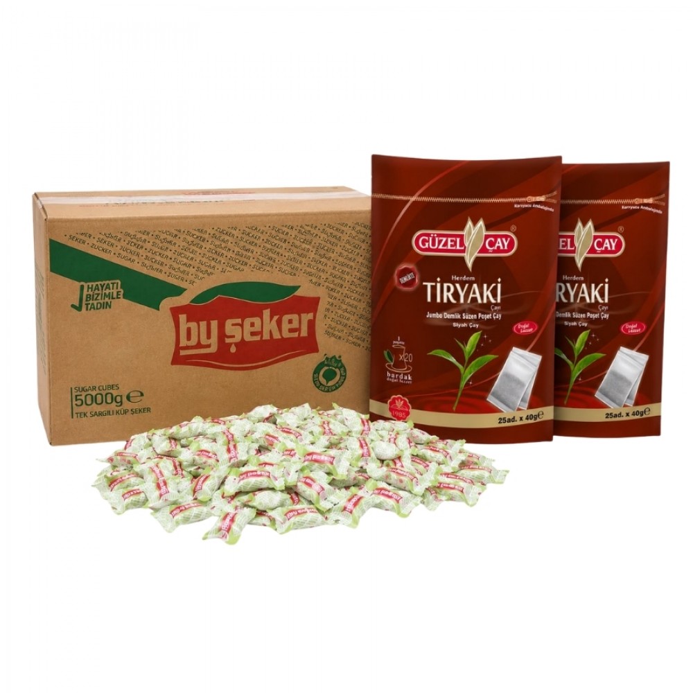 Tek Sargılı Küp Şeker 5kg X 2Adet GüzelÇay Tiryaki Demlik Poşet Çay