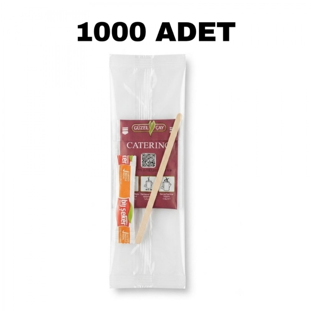 Set (Stick Şeker + Sallama Poşet Çay + Tahta Karıştırıcı)