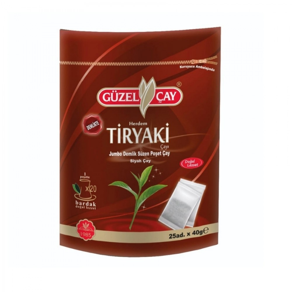 GüzelÇay Tiryaki Jumbo Demlik Poşet Çay 25Adet X 40gr